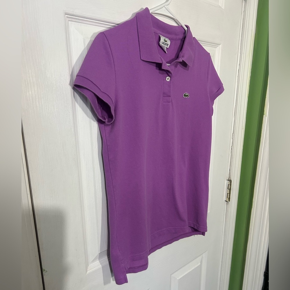 Lacoste Women’s Purple Polo Shirt Slim Fit Size 42 (~US 10, Large) - Picture 6 of 11